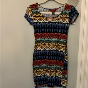 Fitted Colorful Hot Kiss Dress Short Sleeve